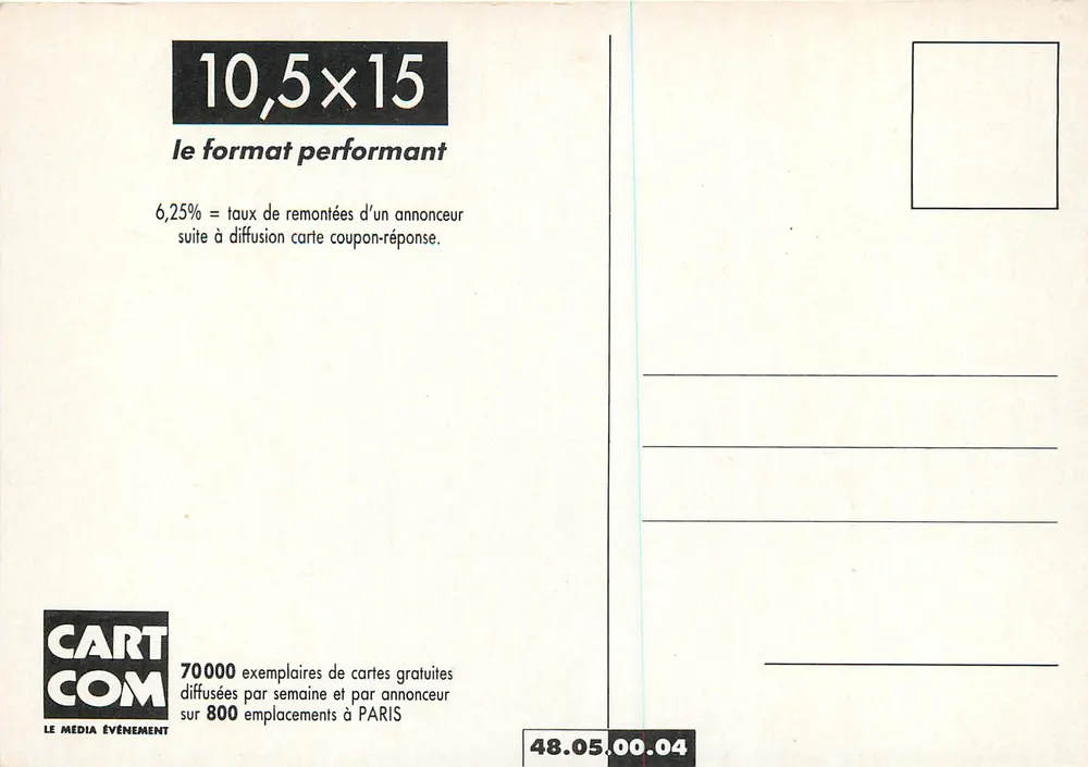 Cart'Com — 6,25% — Carta publicitária promocional - Verso