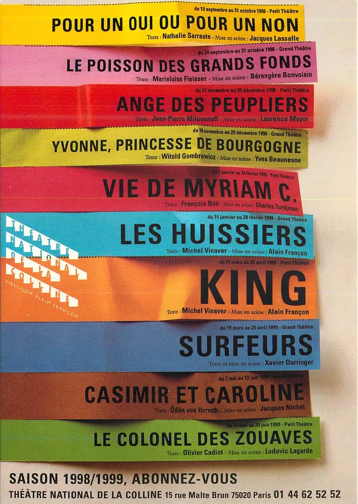 Saison 1998/1999 — Théâtre National de la Colline — Affiche de programmation - Recto