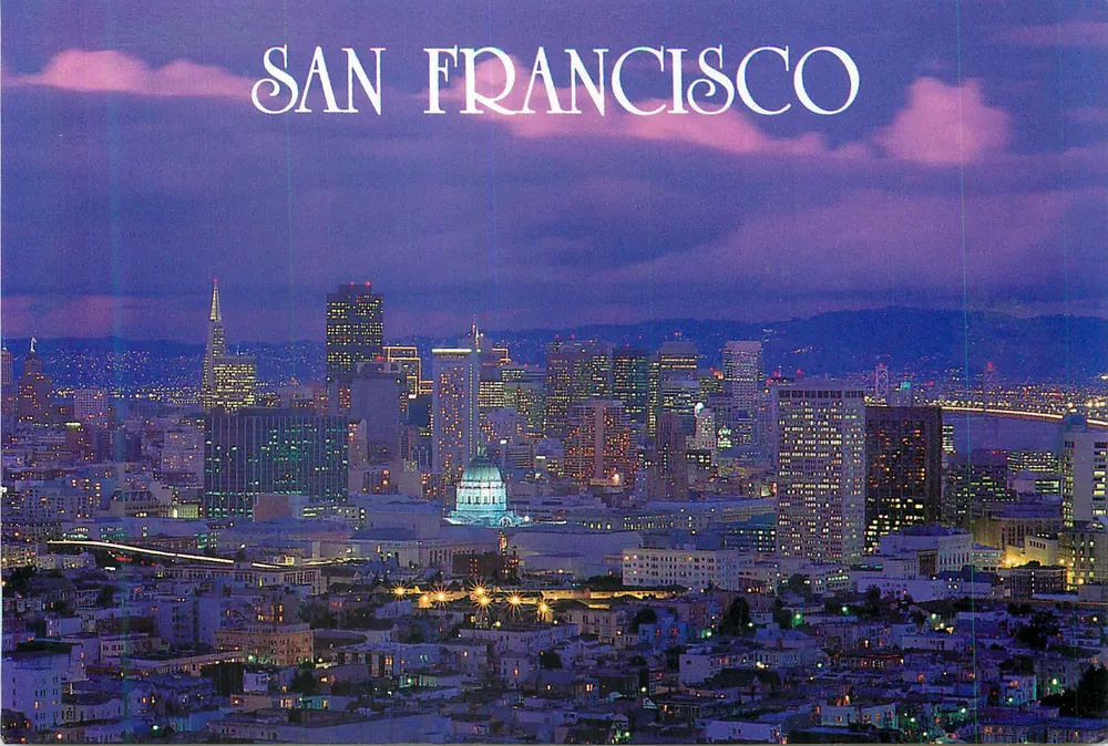 San Francisco — skyline ao entardecer após uma tempestade de inverno — Smith Novelty Co. - Frente