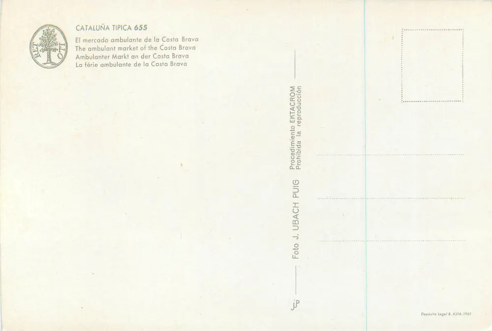 Marché ambulant — Costa Brava — Éditeur ETKACROM, n° 655 - Verso