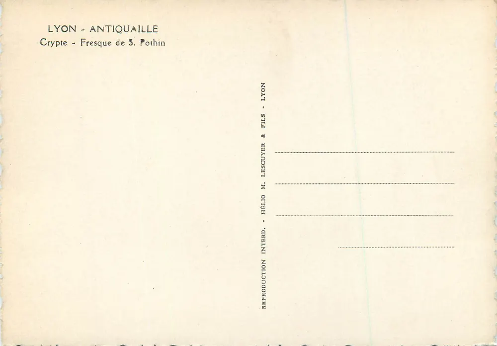 Cripta de São Pothin — Lyon — Fresque dos Sete Santos — Editor Hélios M. Lescuyer & Fils - Verso