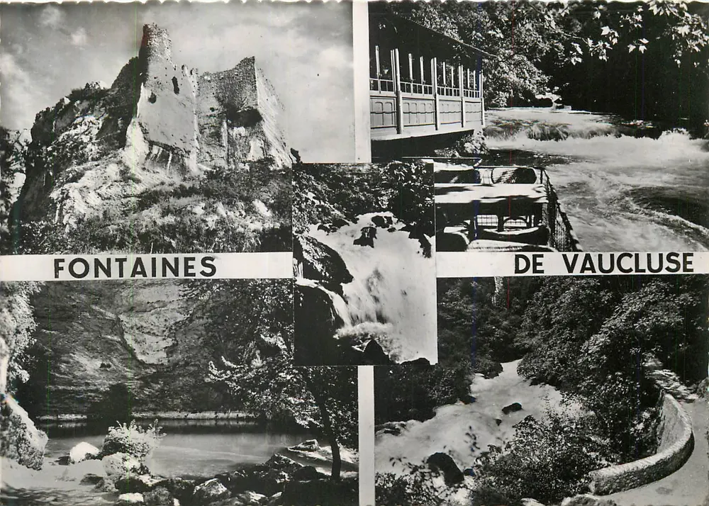 Fontes de Vaucluse — Ruínas do castelo, barragem, nascente e cachoeiras — Edições Scheitler-Larrey - Frente
