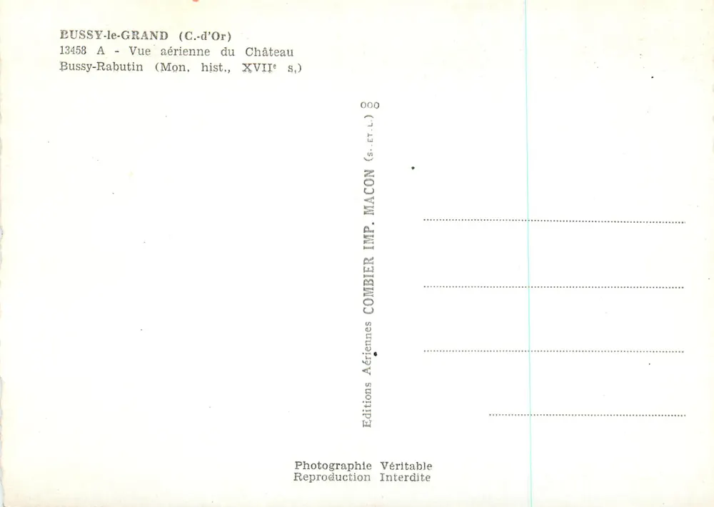 Bussy-le-Grand (C.-d'Or) — Luftansicht des Schlosses — Aériennes Combier Editions - Rückseite