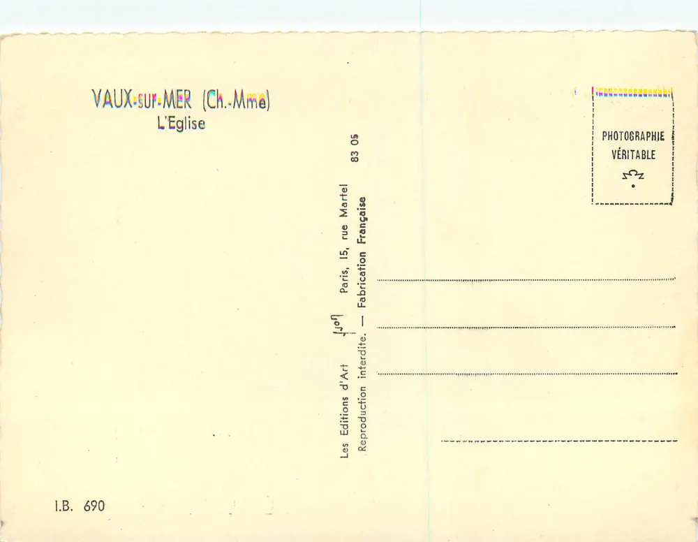 Vaux-sur-Mer (Ch. Mme) — De Kerk — Edities d'Arte Martel - Achterkant