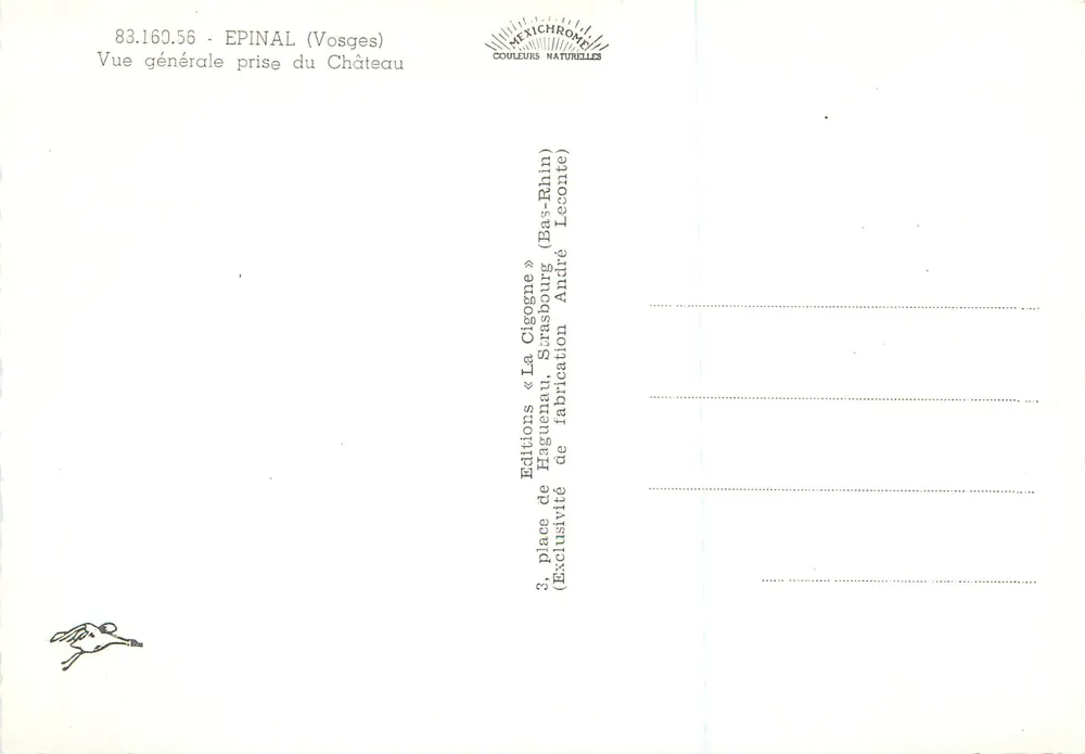 Epinal (Vosges) — Vista geral tirada do Castelo — Edições « La Cigogne » - Verso