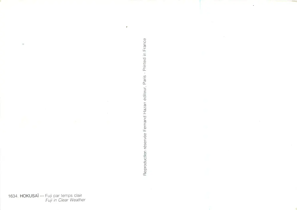 Mont Fuji — temps clair — Hazan éditeur, n° 1634 - Verso