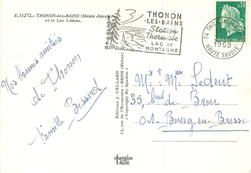 Thonon-les-Bains — vue panoramique et détails — Éditions J. Cellard, n° E.11272 - Verso