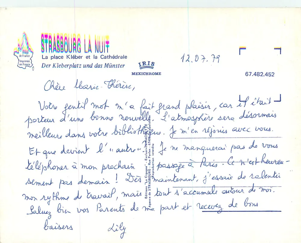 Strasbourg la nuit — La place Kléber et la Cathédrale — Édition 'Le Cigare' IRIS MEXICHROME - Verso