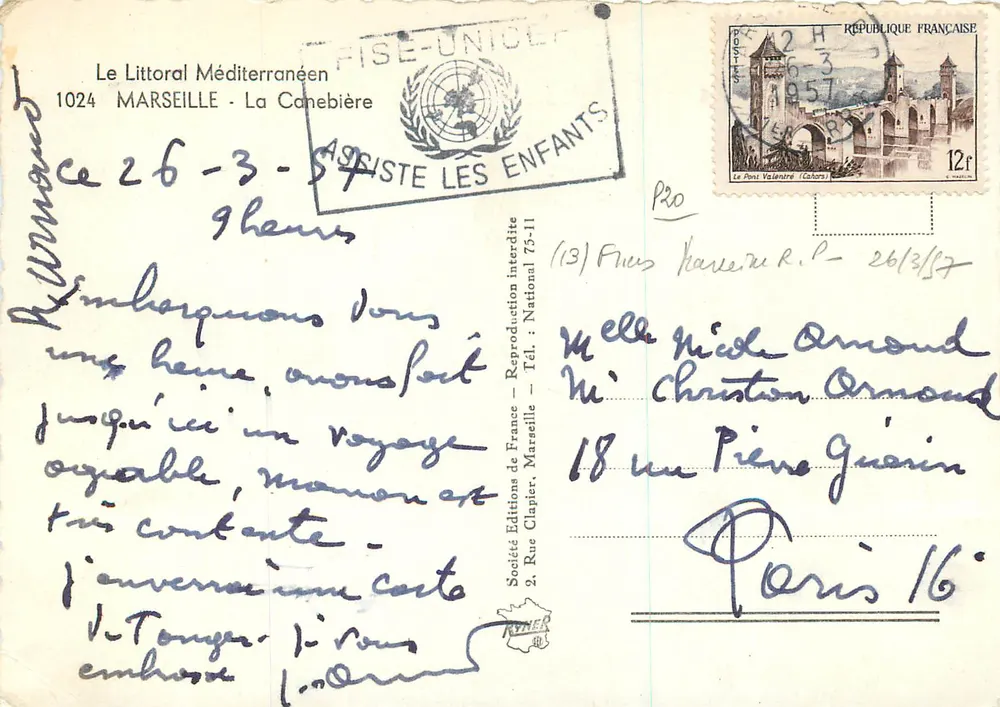 Ansicht der Rue de la République in Marseille — Stadttheater und Grand Café Glacier Antoine — Société Éditions de France - Rückseite