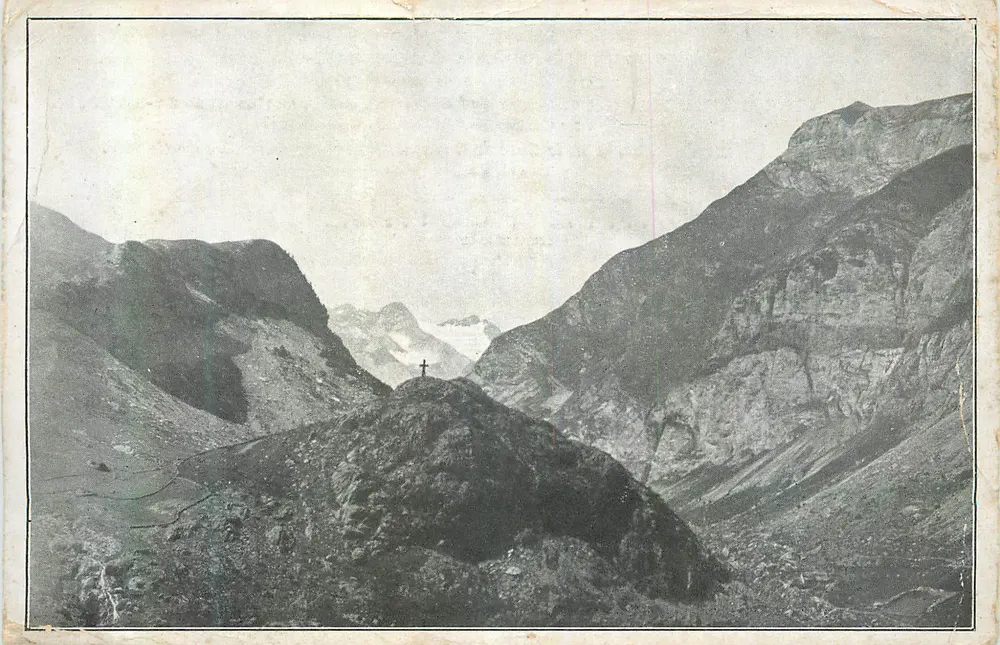 Notre-Dame-des-Neiges — Projekt für ein Denkmal auf dem Thuron von Gavarnie — Ansichtskarte des Alpinen Clubs (S.S.O.) - Vorderseite