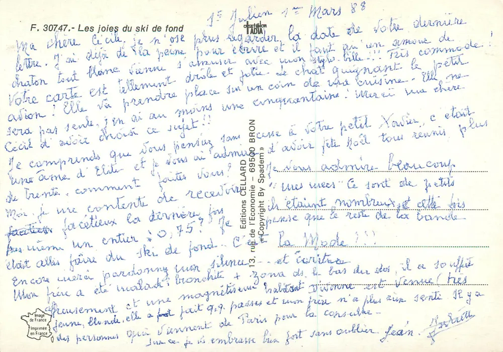 Esqui de fundo — editor Cellaard, n° 30747 - Verso