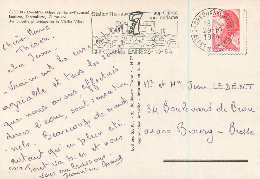 Greoux-les-Bains (Alpes de Haute-Provence) — Thermalbad — Éditions S.E.P.T. n°235/70 - Rückseite
