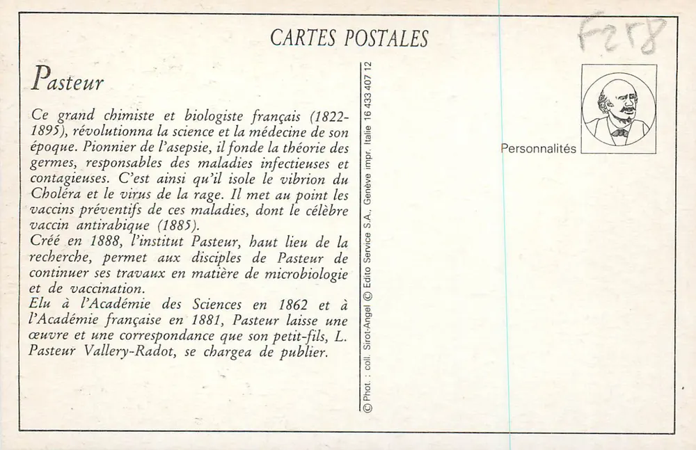 Pasteur — retrato — Coll. Sirot-Angel - Verso