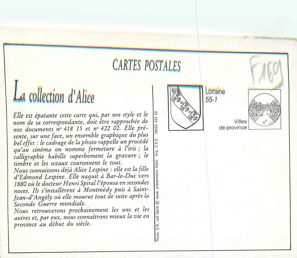 Bar-le-Duc - Ponte & Igreja de Nossa Senhora — Ed. Coton, Ed. Lorrain, n° 423 02 - Verso