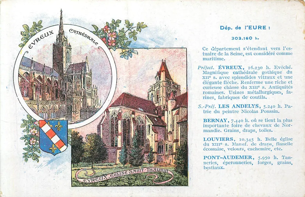 Évreux — Catedral gótica e Igreja de Saint-Thaïrin — Editor Nicolas Poussin - Frente