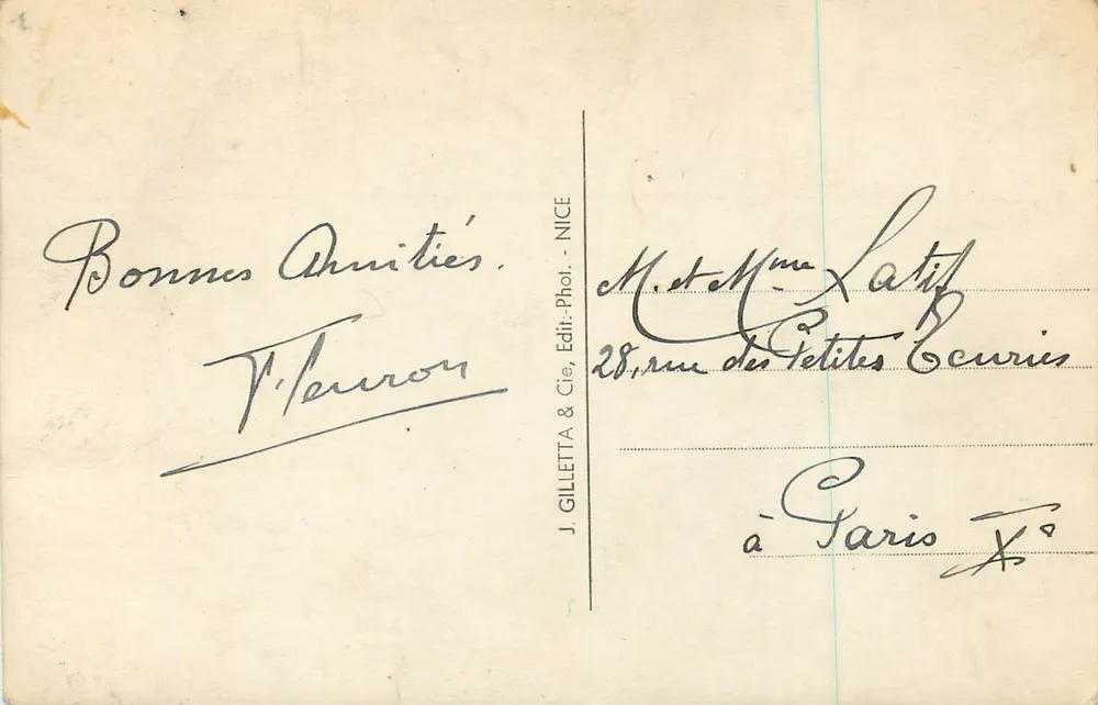 Cannes - Os novos Jardins — editor T. Terreron, n° 500 - Verso