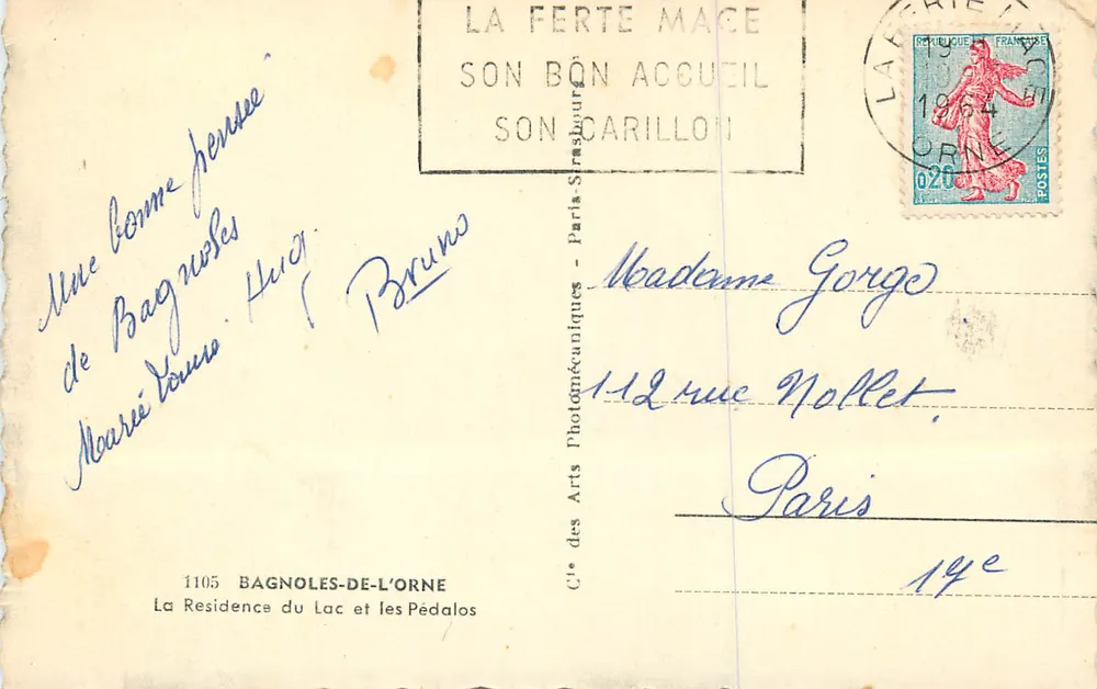 La Résidence du Lac et les Pédalos — Bagnoles-de-l'Orne — Cie des Arts Photomécaniques - Verso