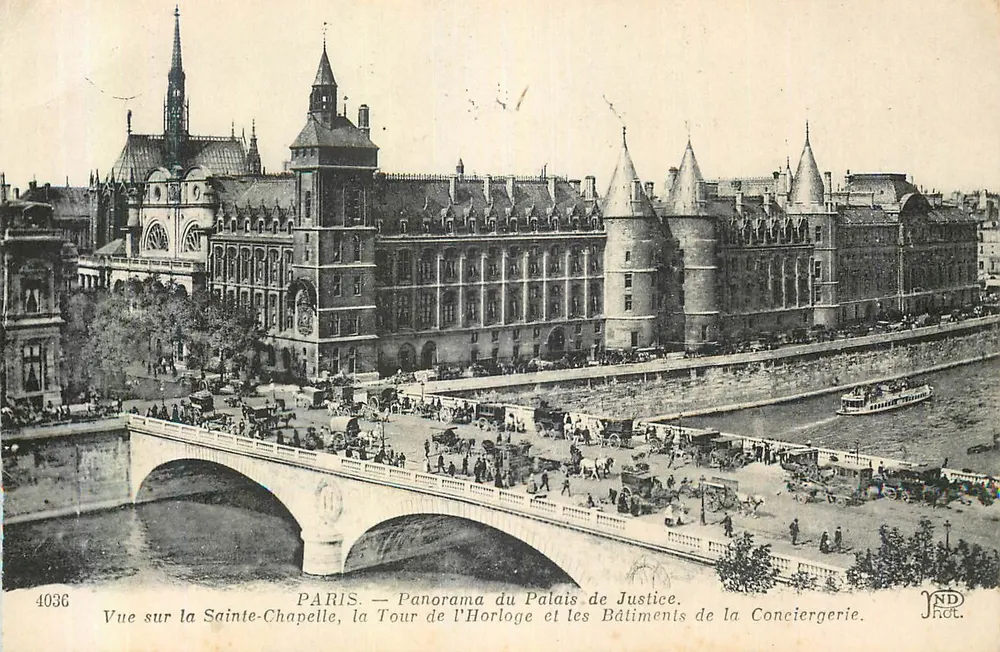 Paris — Panorama des Palais de Justice, der Turm der Uhr und die Gebäude der Conciergerie — JND Phot. - Vorderseite