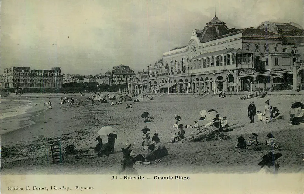 Biarritz — Grande Plage — Edição F. Forest, Livreiro-Editor, Bayonne - Frente