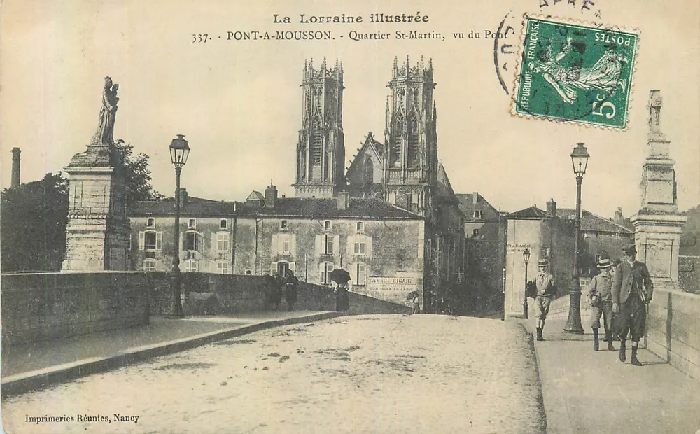 Pont-a-Mousson - Viertel St-Martin, Ansicht von der Brücke — La Lorraine illustrée, n°337, Imprimeries Réunies, Nancy - Vorderseite