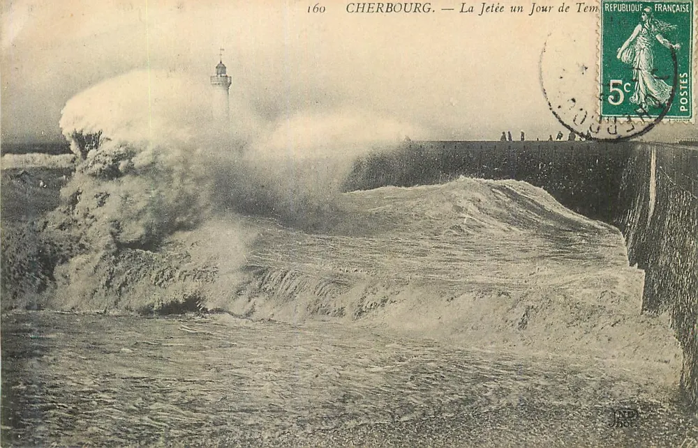 Cherbourg — La Jetée un Jour de Tempête — Editore sconosciuto, n° 160 - Recto