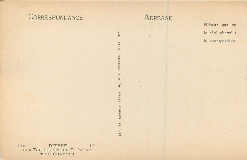Dieppe — Die Türme und das Schloss — Imp. Lef tellier, Paris - Rückseite