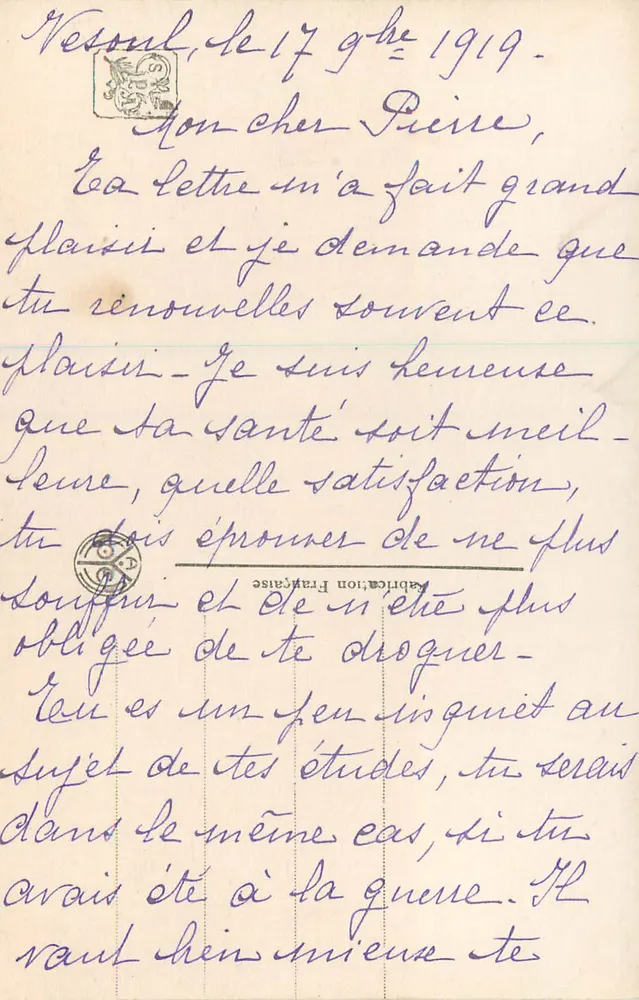 Jovem mulher tocando mandolina — Salão — A.P. Hortense Richard, Mignon, n° 2776 - Verso