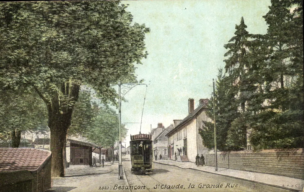 Besançon - Saint-Claude, a Grande Rue — trem — editor CUSENIER, n° 2921 - Frente