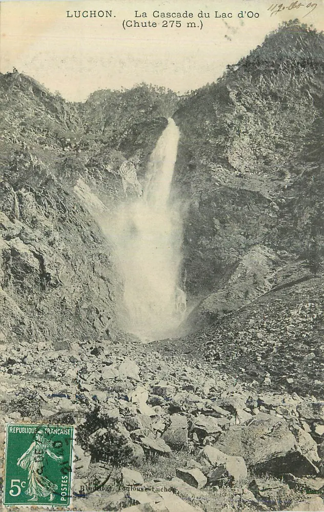 Luchon — A Cachoeira do Lago d'Oo (Cachoeira de 275 m.) — Baudouin, Toulouse-Luchon - Frente