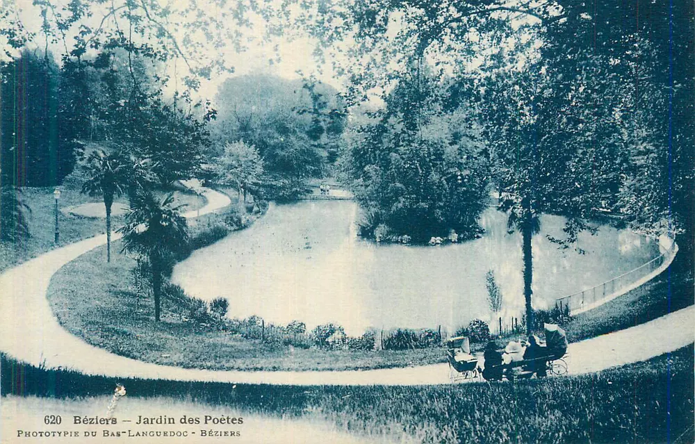 Béziers — Jardin des Poètes — Phototypie du Bas-Languedoc, n°620 - Anverso