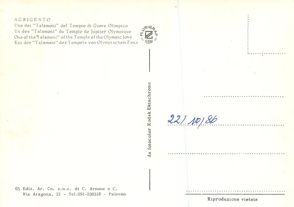 Agrigento — Uno dei "Talamoni" del Tempio di Giove Olimpico — Terni - Verso