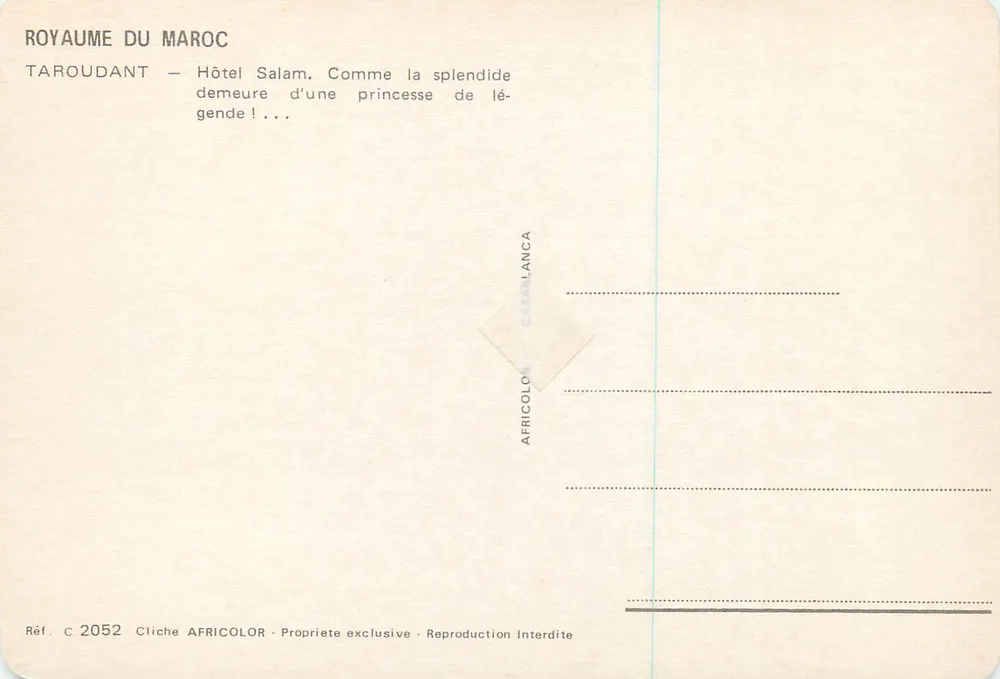 Taroudant — Hotel Salam — Verlag Africolor, Seriennummer C 2052 - Rückseite