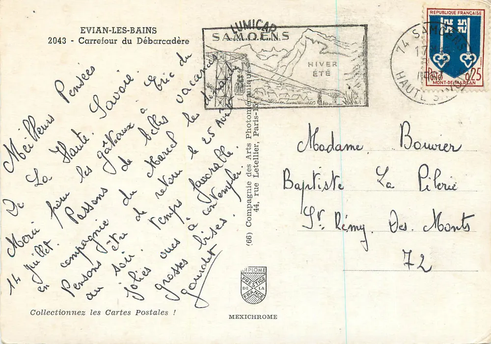 Evian-les-Bains — Carrefour du Débarcadère — Éditeur Mexichrome - Verso