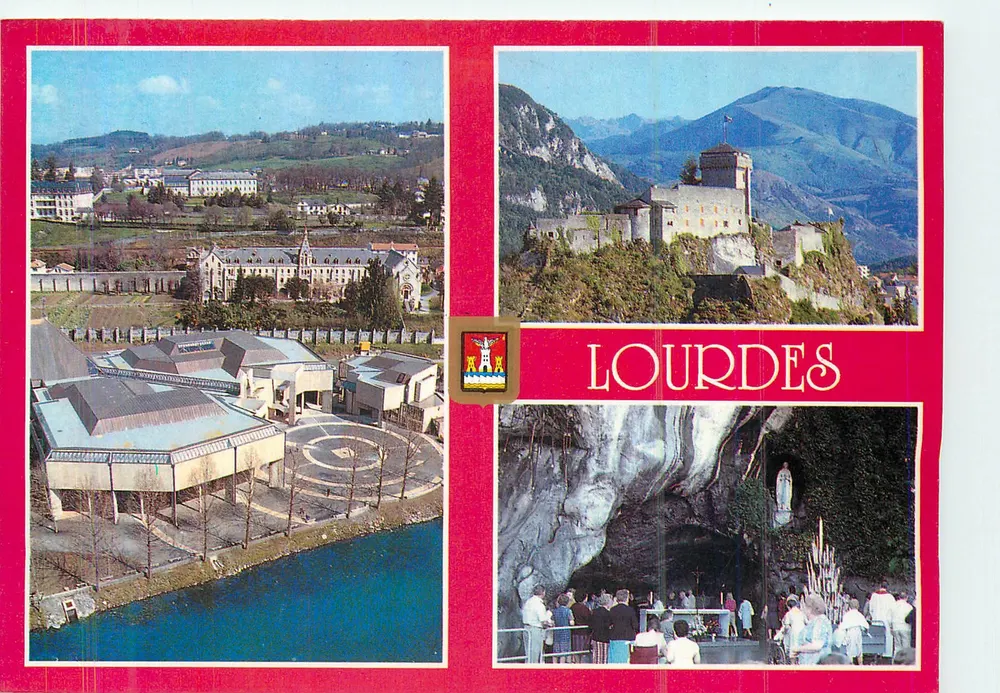 Lourdes — Panoramablick, Schloss, Grotte von Lourdes — Éd. A. Doucet et Fils - Vorderseite