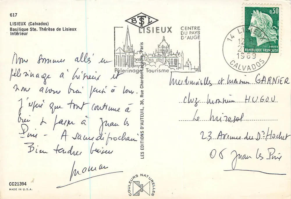 Innenansicht der Basilika Saint-Thérèse von Lisieux — Verlag B.T.L. Nr. 617 - Rückseite