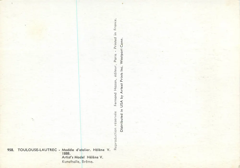 Hélène V. — Modelo de estúdio — Fernand Hazan, editor - Verso