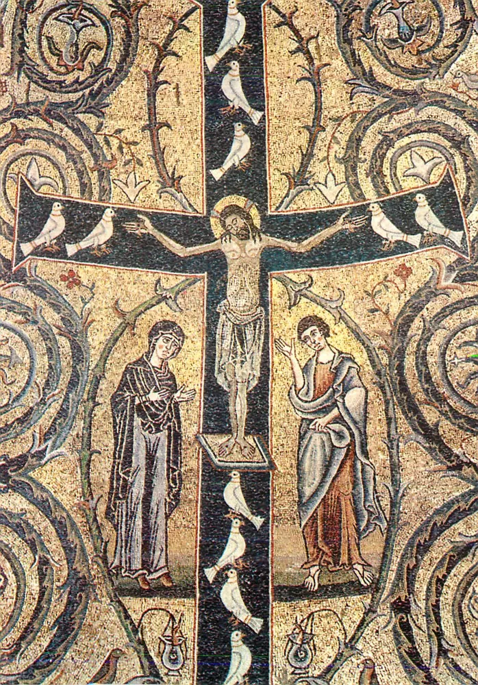 Kreuzigung — Mosaik der Apse (12. Jahrhundert) — E. Richter, Nr. 67 - Vorderseite