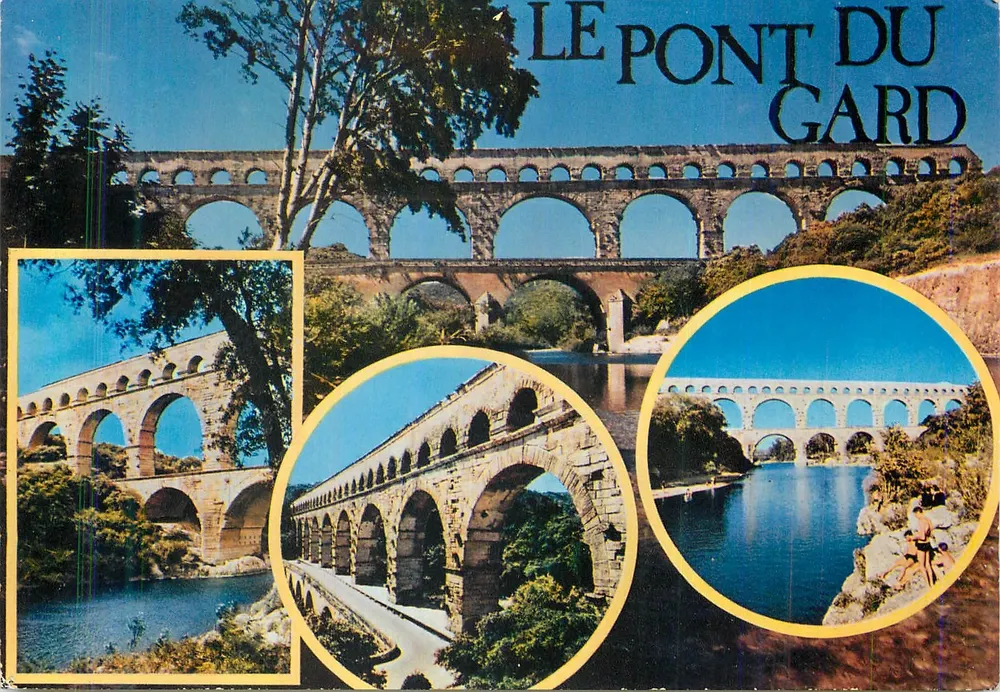 O Pont du Gard — vista panorâmica e detalhes — Imprimerie Comblé, Avignon - Frente