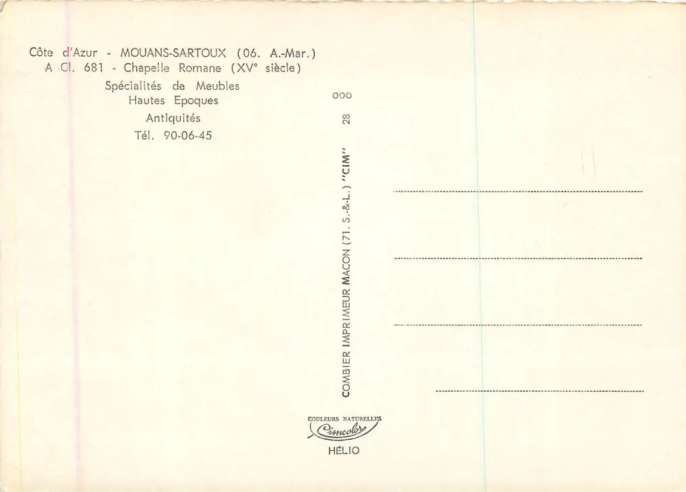 Mouans-Sartoux — Capela romana do século XV — editada por CIM - Verso