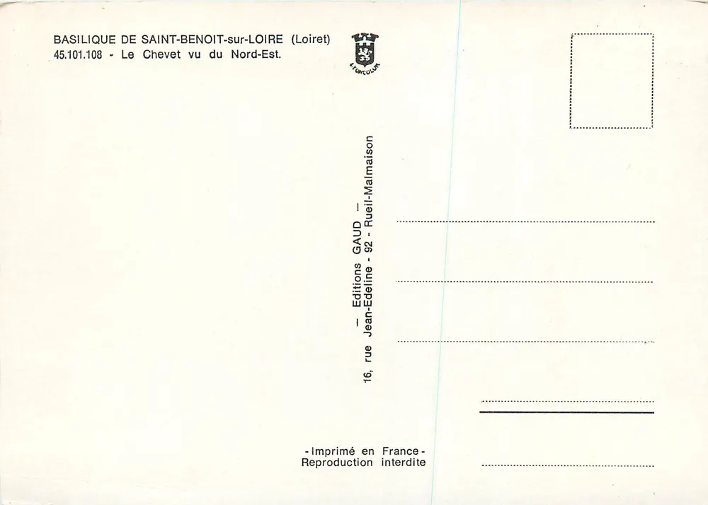 Basilika von Saint-Benoît-sur-Loire — Der Chor aus der Nordostrichtung — Éditions GAUD - Rückseite