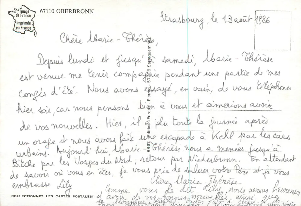 Casas com colmios em Oberbronn — editor Imprimée en France, n° 57206 - Verso