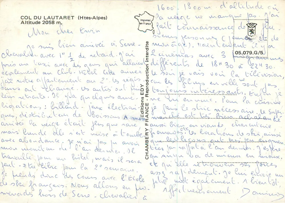 Col du Lautaret — 2058m — Editions France - Rückseite