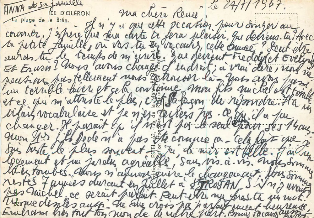 Praia da Brée — Ilha de Oléron — Editor Estel, número de série não visível - Verso