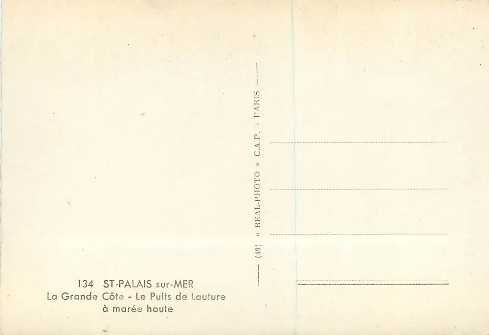 St-Palais-sur-Mer — La Grande Côte — Le Puits de Lauture bei Flut — Verlag C.A.P. n°134 - Rückseite