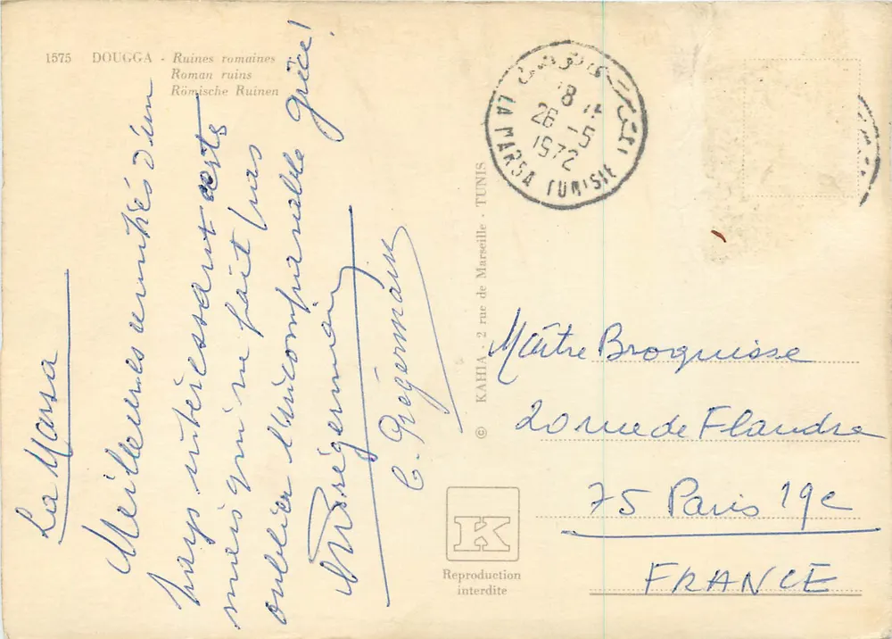 Douggâ — Ruínas romanas — Kahia, n° 1575 - Verso