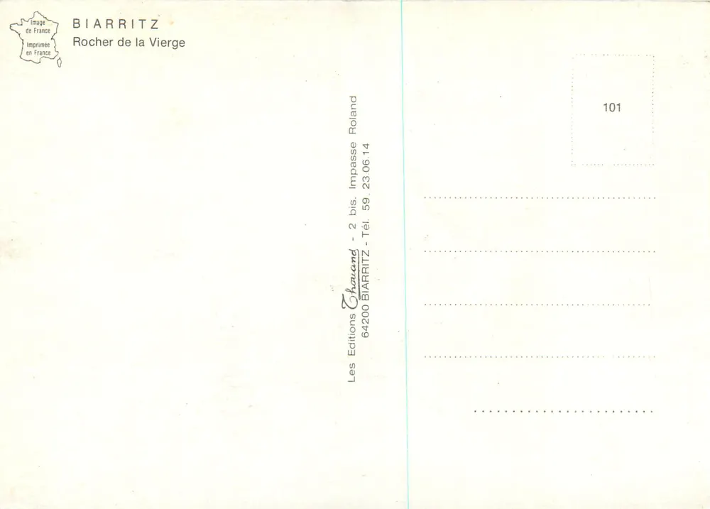 Biarritz — Rocha da Virgem — Éditions Chauvand - Verso