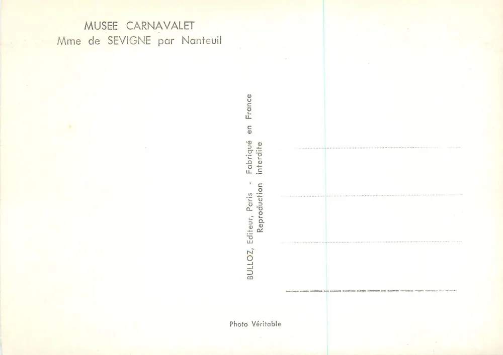 Madame de Sévigné — Ritratto — Bulloz, Parigi - Verso