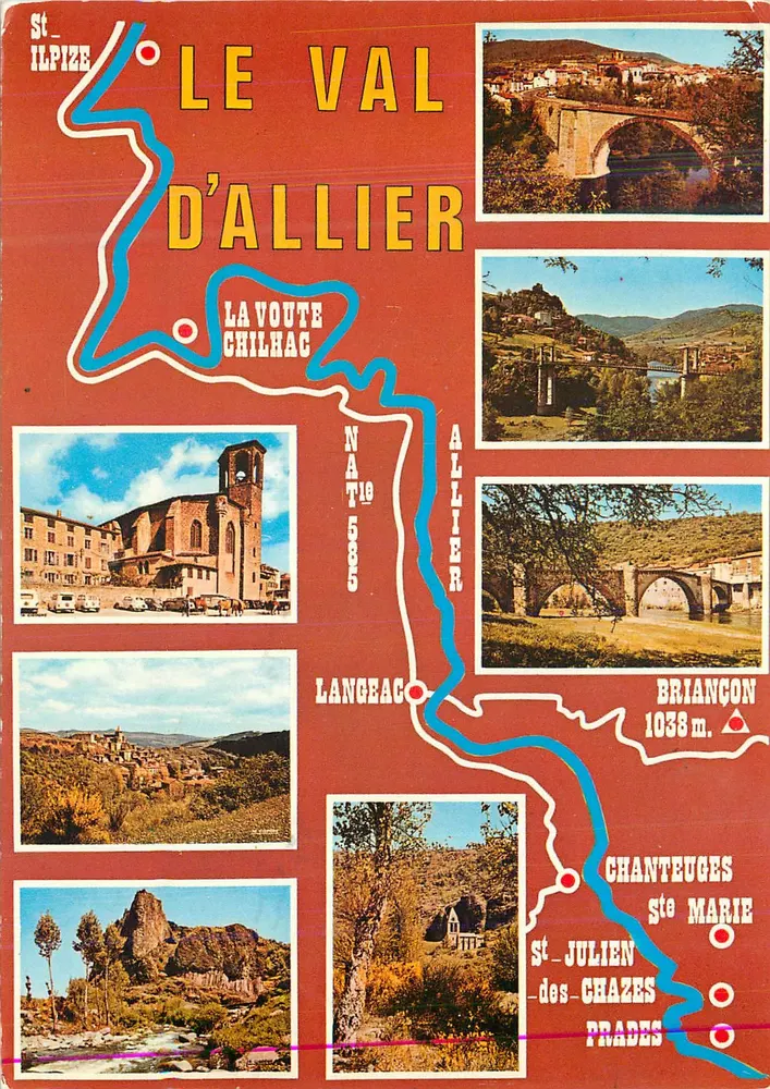 O vale do Allier — Carta postal turística — Edições 'La Cigogne' - Frente