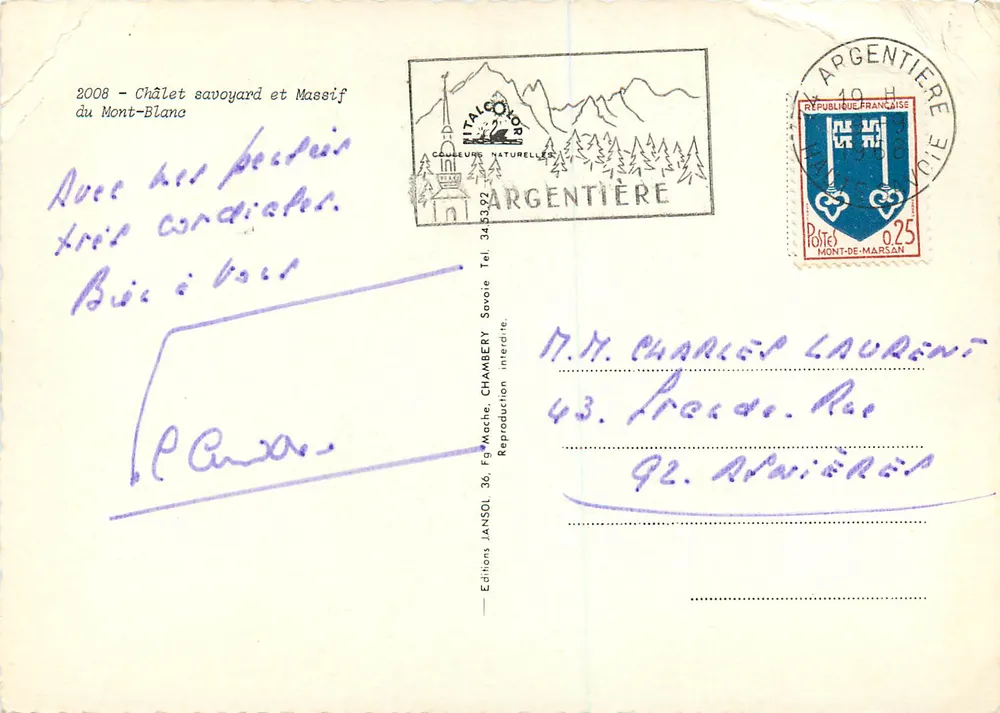 Châlet savoyard — vue sur le massif du Mont-Blanc — Éditions JANSOL - Verso