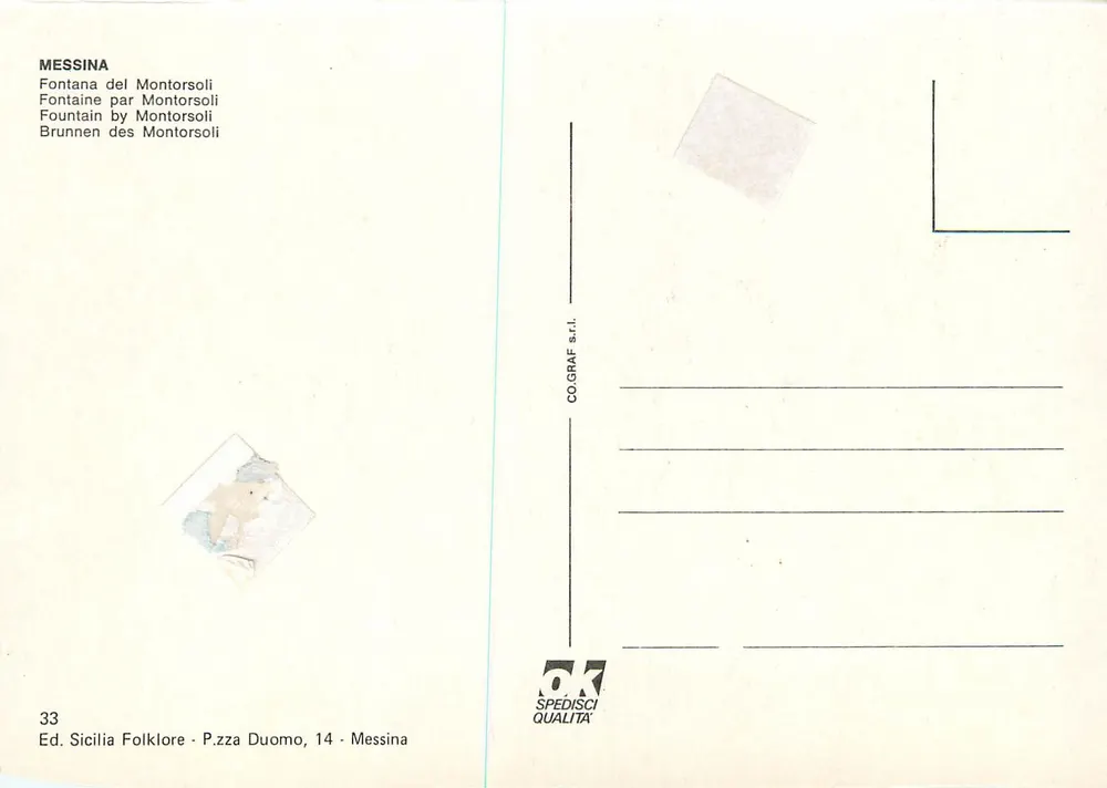 Fonte do Montorsoli — Messina — Ed. Sicilia Folklore - Verso